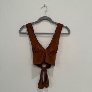 Urban Outfitters Brown Tie-Back Crop Top